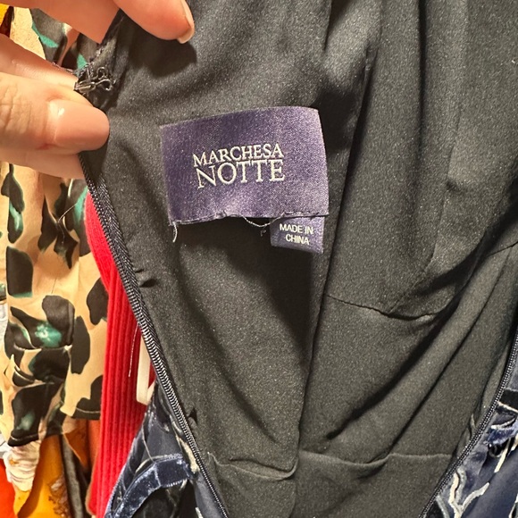 Stunning Navy and Silver Marchesa Gown - Prom Dress - Picture 3 of 7